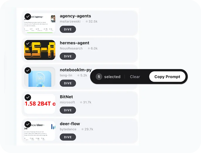 Turn any project into your next prompt. interface