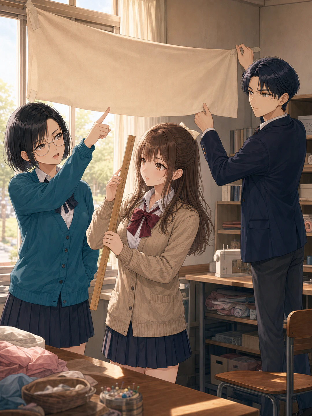Nao said the banner was crooked. Haru said I wasn't watching it. He was right.