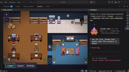 I built a VS Code extension that turns your Claude Code agents into pixel art characters working in a little office | Free & Open-source