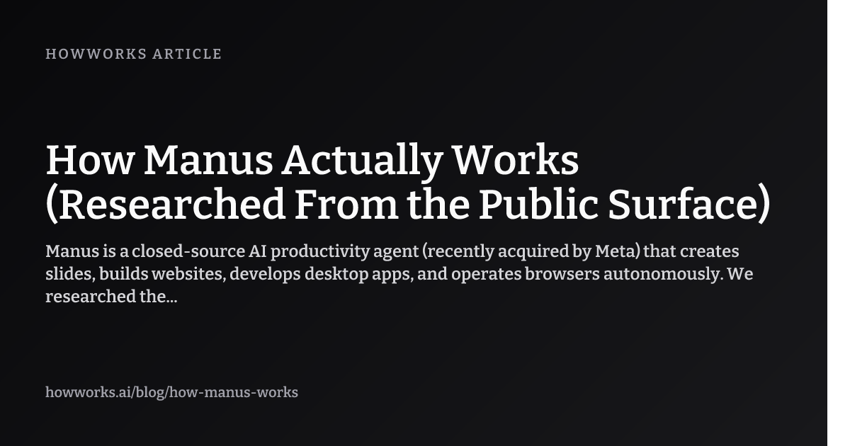 How Manus Actually Works (Researched From the Public Surface) | HowWorks